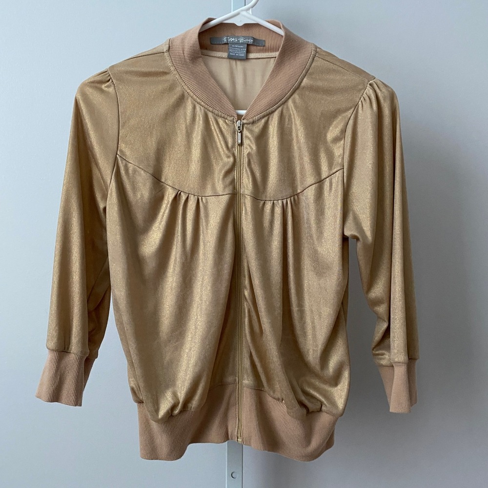 Sans Souci Shabby Y2K MobWife Metallic Gold Bomber Jacket M Gold